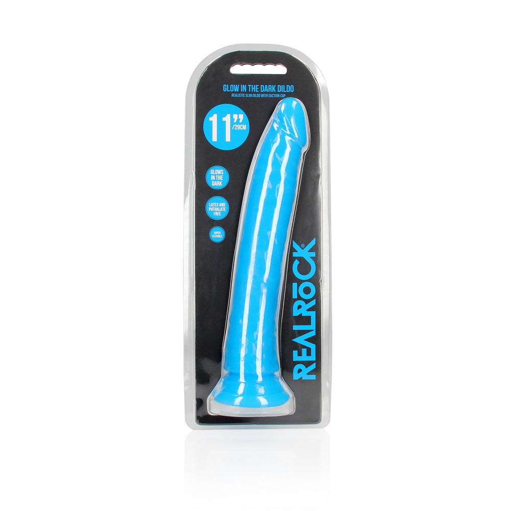 REALROCK 29 cm Slim Glow in the Dark Neon - Blue - Glow in Dark Blue 29 cm (11'') Dong