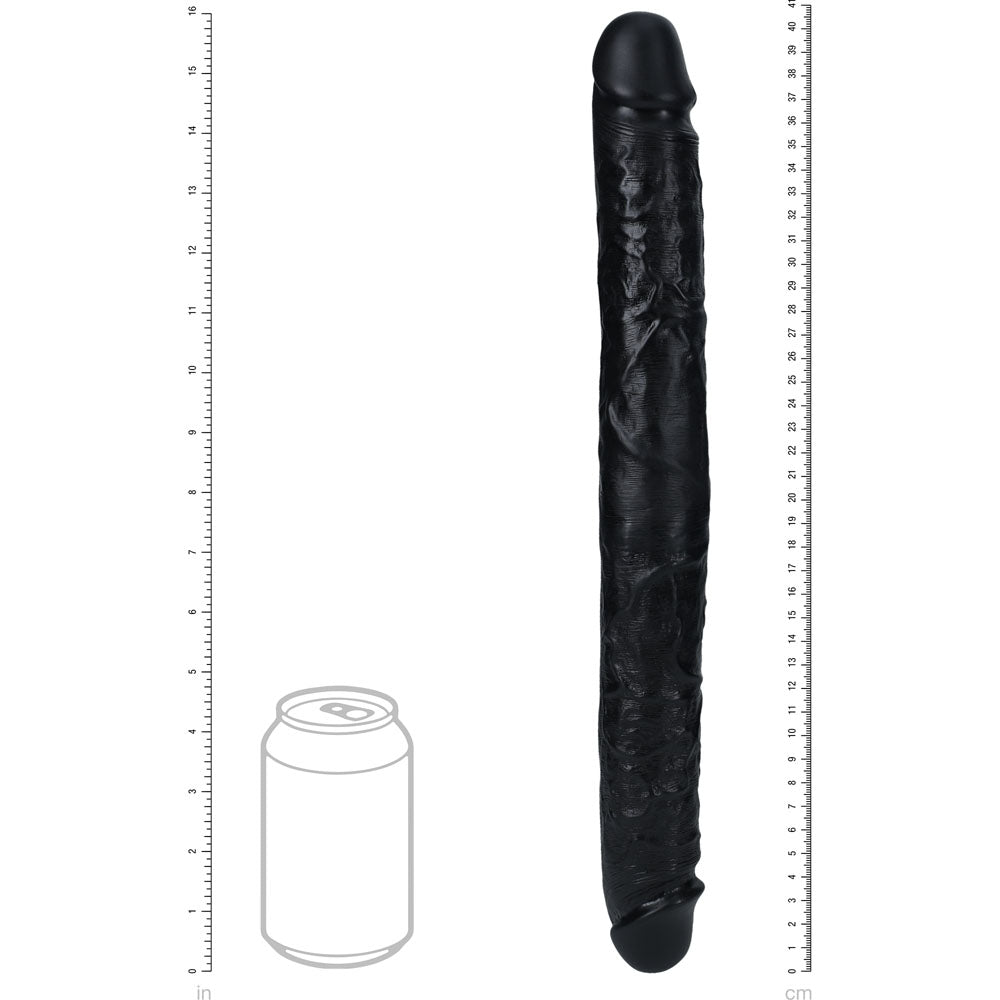 REALROCK 40cm Thick Double Dildo - Black - Black 40 cm (16'') Thick Double Dong