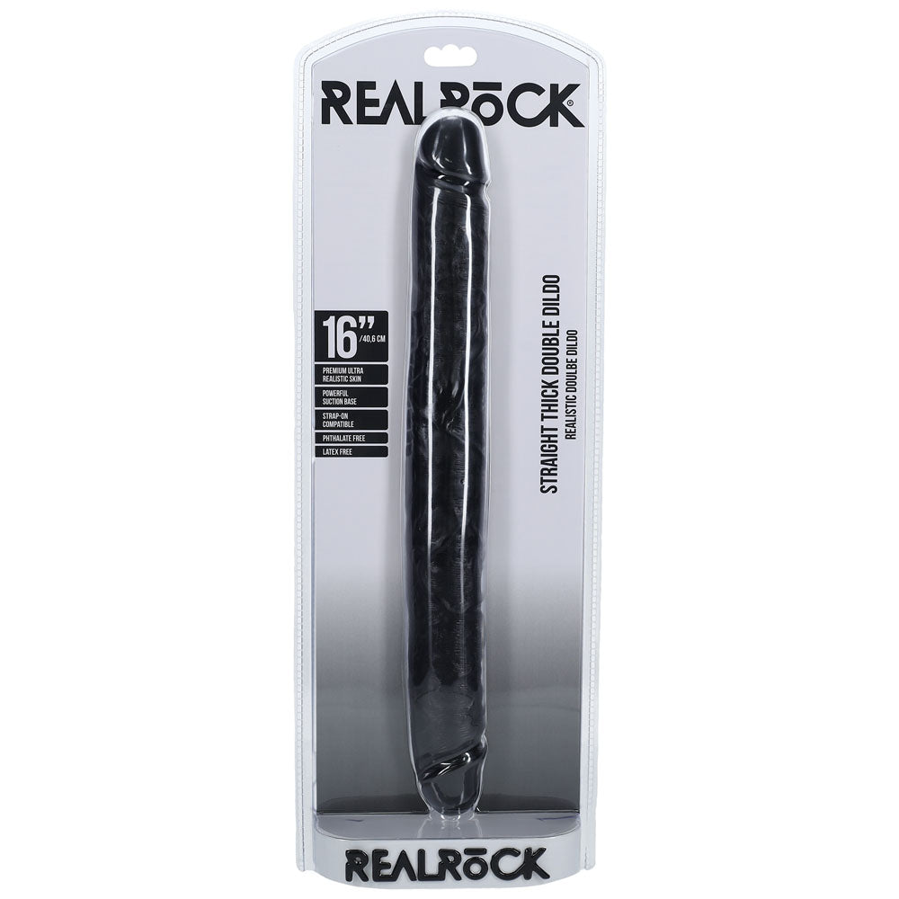 REALROCK 40cm Thick Double Dildo - Black - Black 40 cm (16'') Thick Double Dong