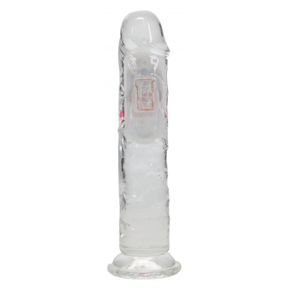 REALROCK 7'' No Balls Wireless Rechargeable LED Vibrating Dong - Clear with LED 20 cm USB Rechargeable Vibrating Dong with Remote