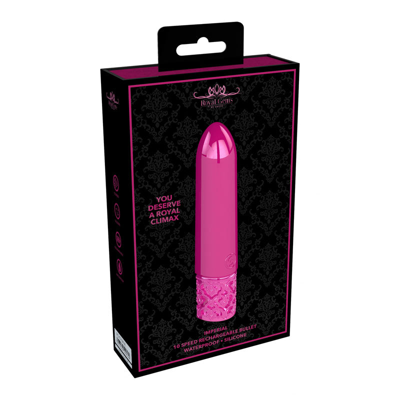 ROYAL GEMS Imperial - Silicone Rechargeable Bullet - Pink 10 cm USB Rechargeable Bullet