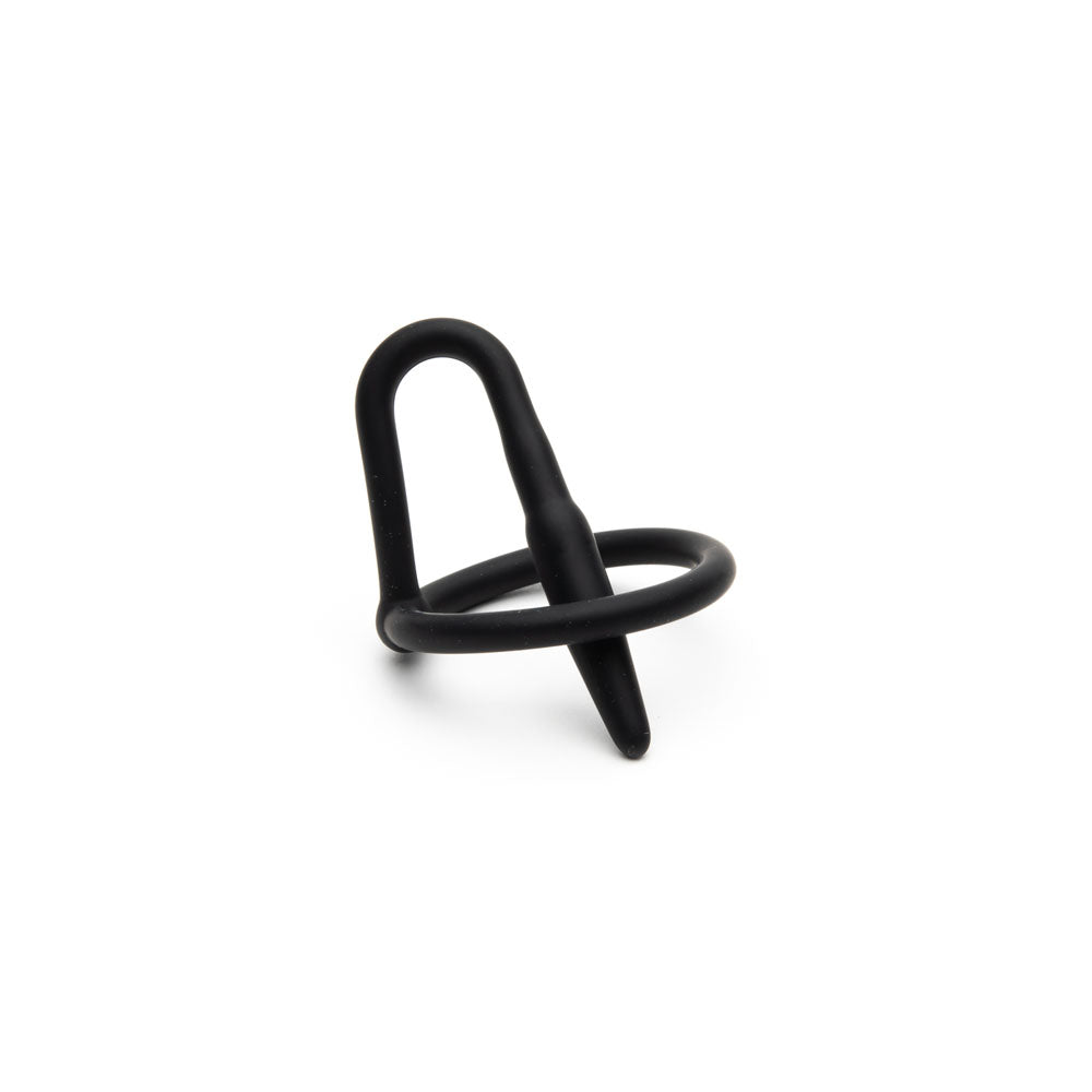 Sport Fucker Cock Plug - Black Cock Ring with Urethral Sound