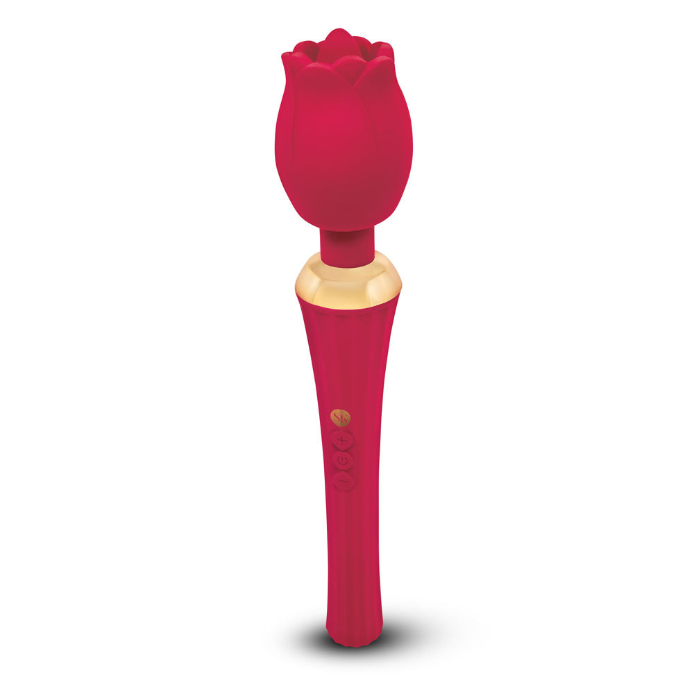 Secret Kisses Rosegasm Rose Wand - Rose Red 30.5 cm USB Rechargeable Massager Wand