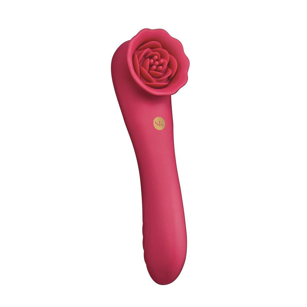 Secret Kisses ROSEGASM ROSE QUAKE - Red 18.8 cm USB Rechargeable Dual Ended Tapping Vibrator