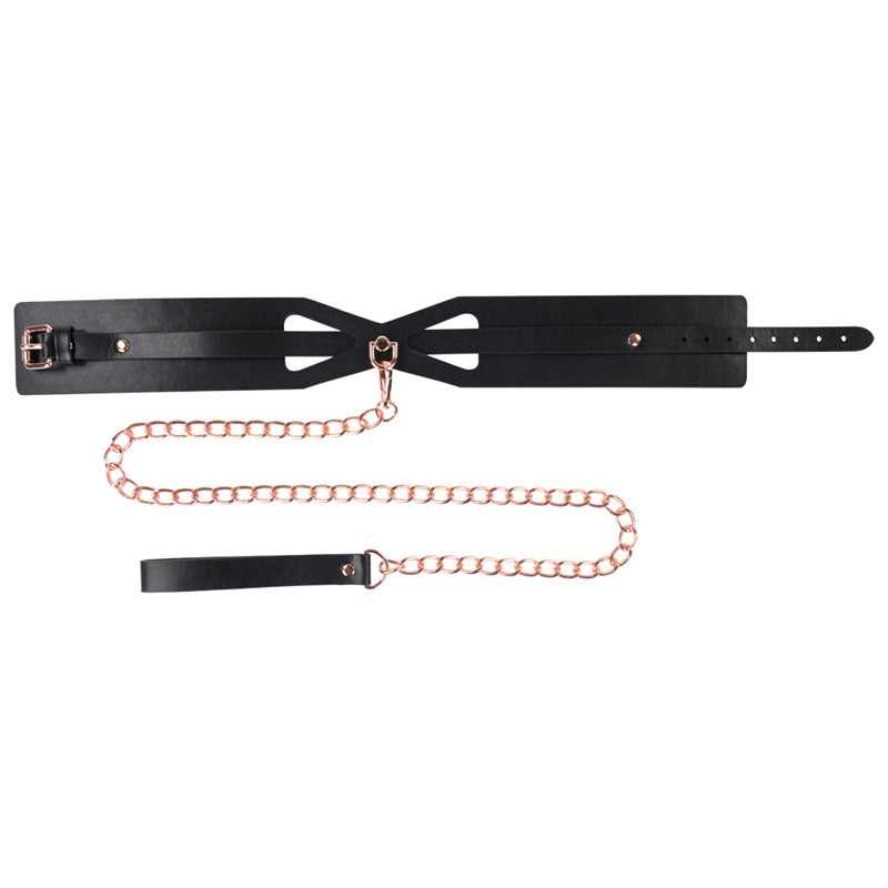 Sex & Mischief Brat Collar & Leash - Rose Gold/Black Restraint
