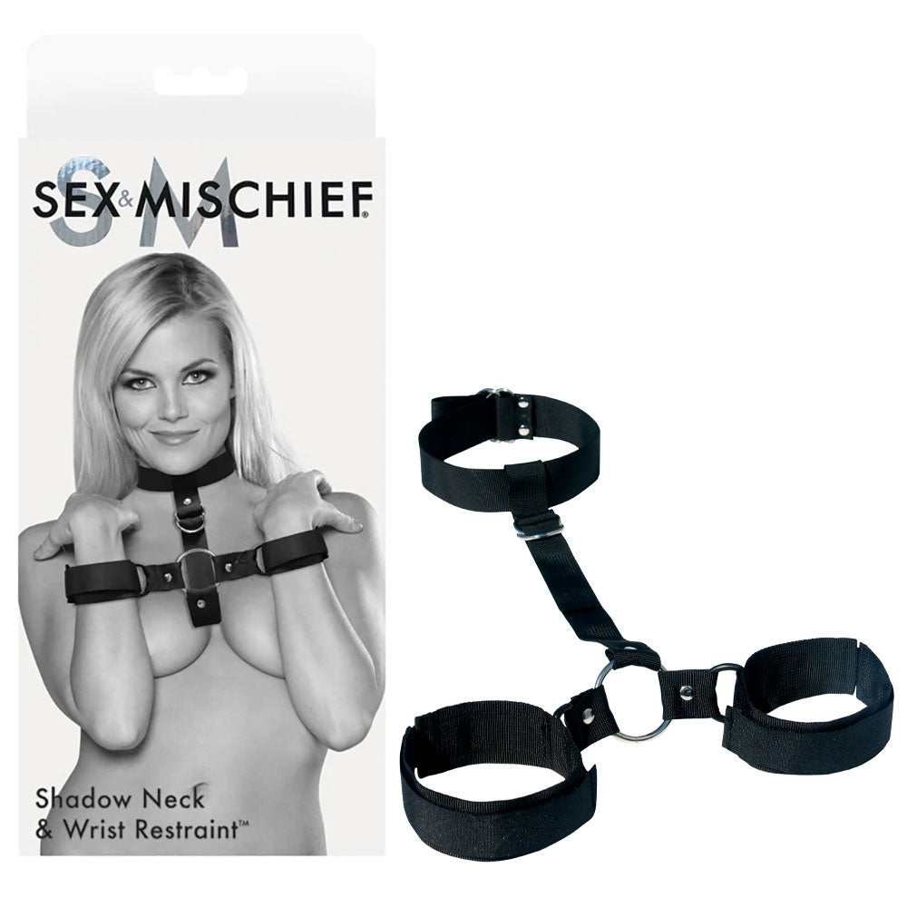 Sex & Mischief Shadow Neck and Wrist Restraint - Black Restraints