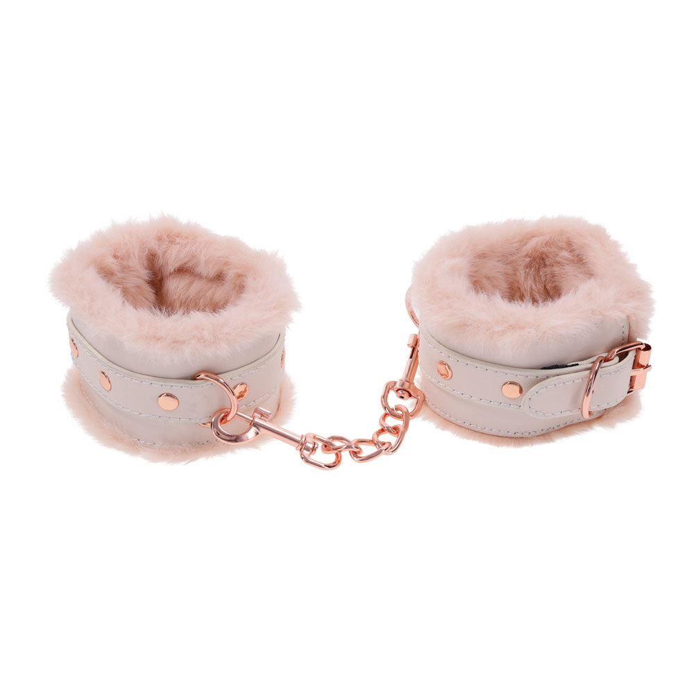 Sex & Mischief Peaches n CreaMe Fur Handcuffs - Peach Restraints
