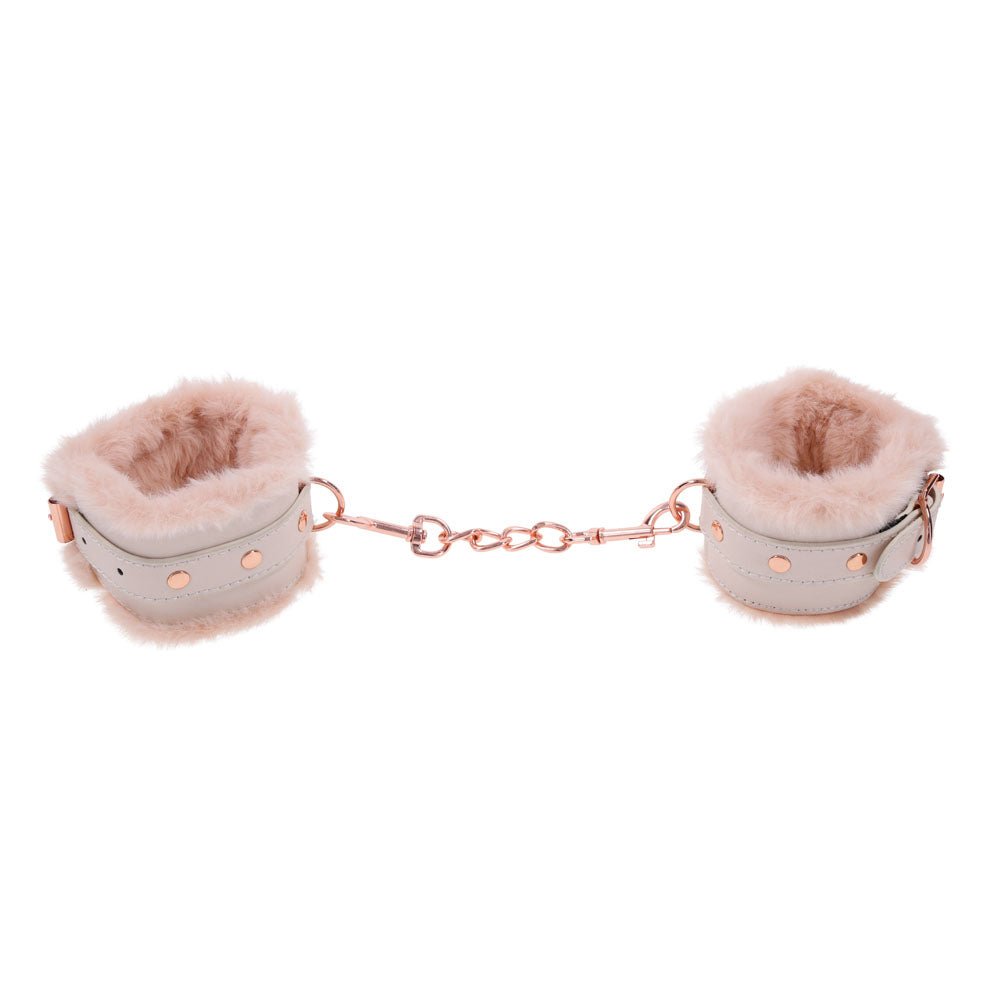 Sex & Mischief Peaches n CreaMe Fur Handcuffs - Peach Restraints