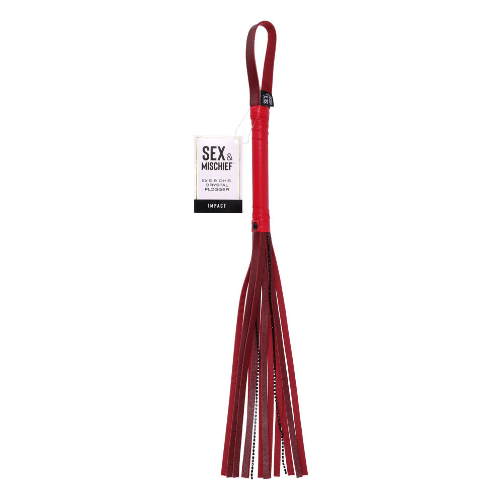 S&M Exs & Ohs Crystal Flogger - Red Flogger Whip