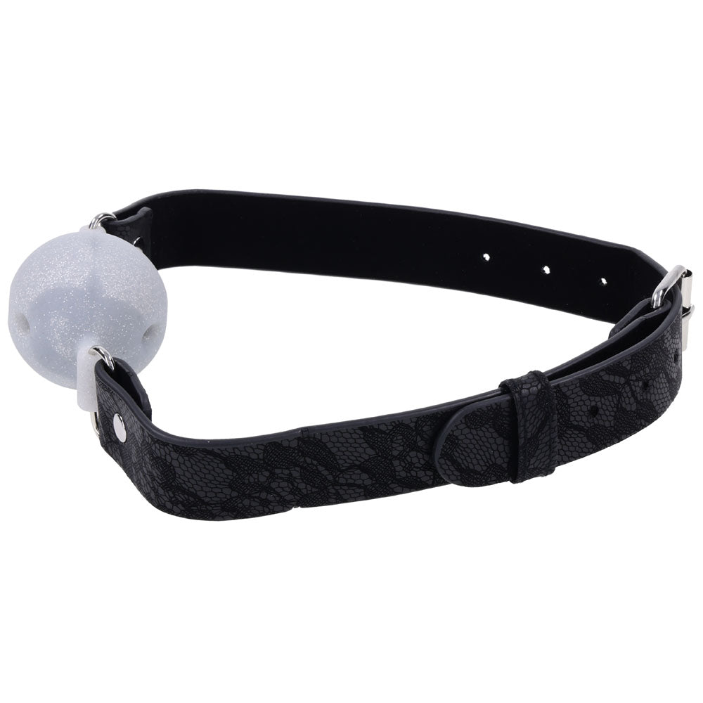 Sex & Mischief Lace Silicone Breathable Ball Gag - Black/Grey Mouth Restraint