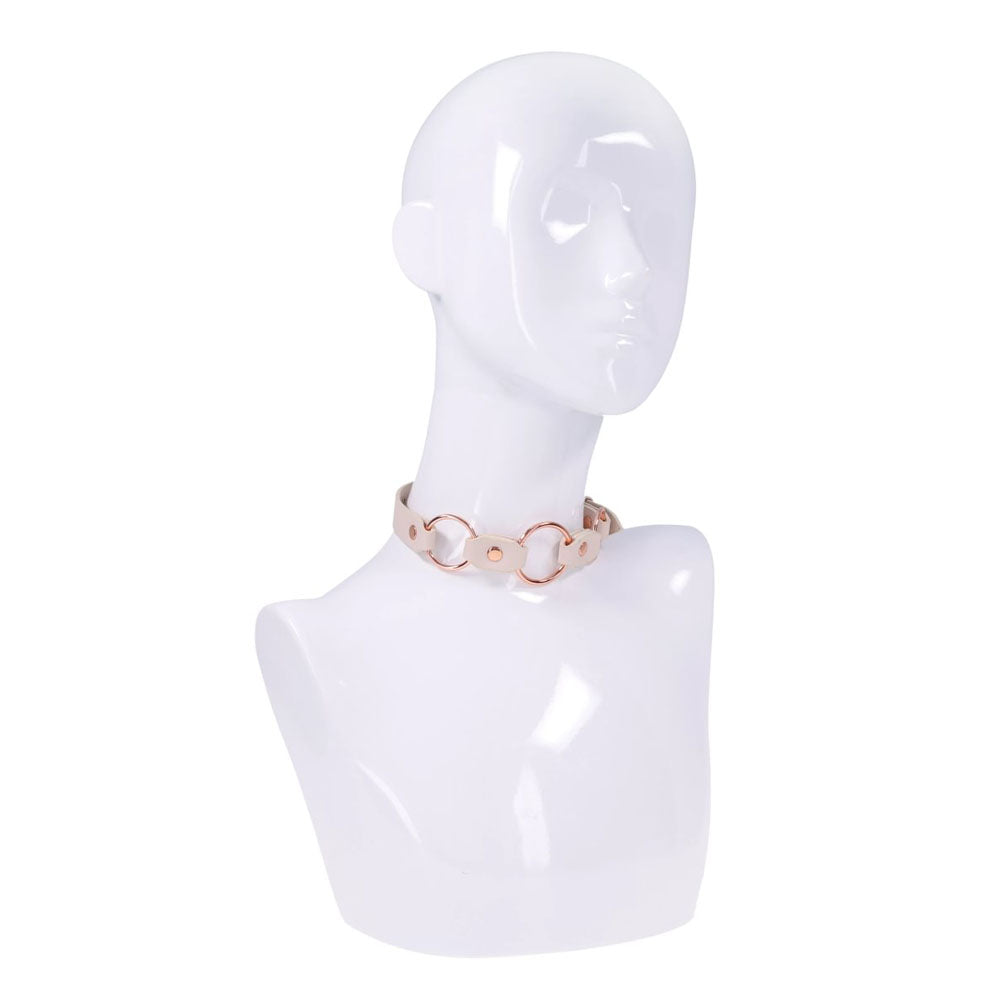 Sex & Mischief Peaches n CreaMe Ring Day Collar - Peach Bondage Collar