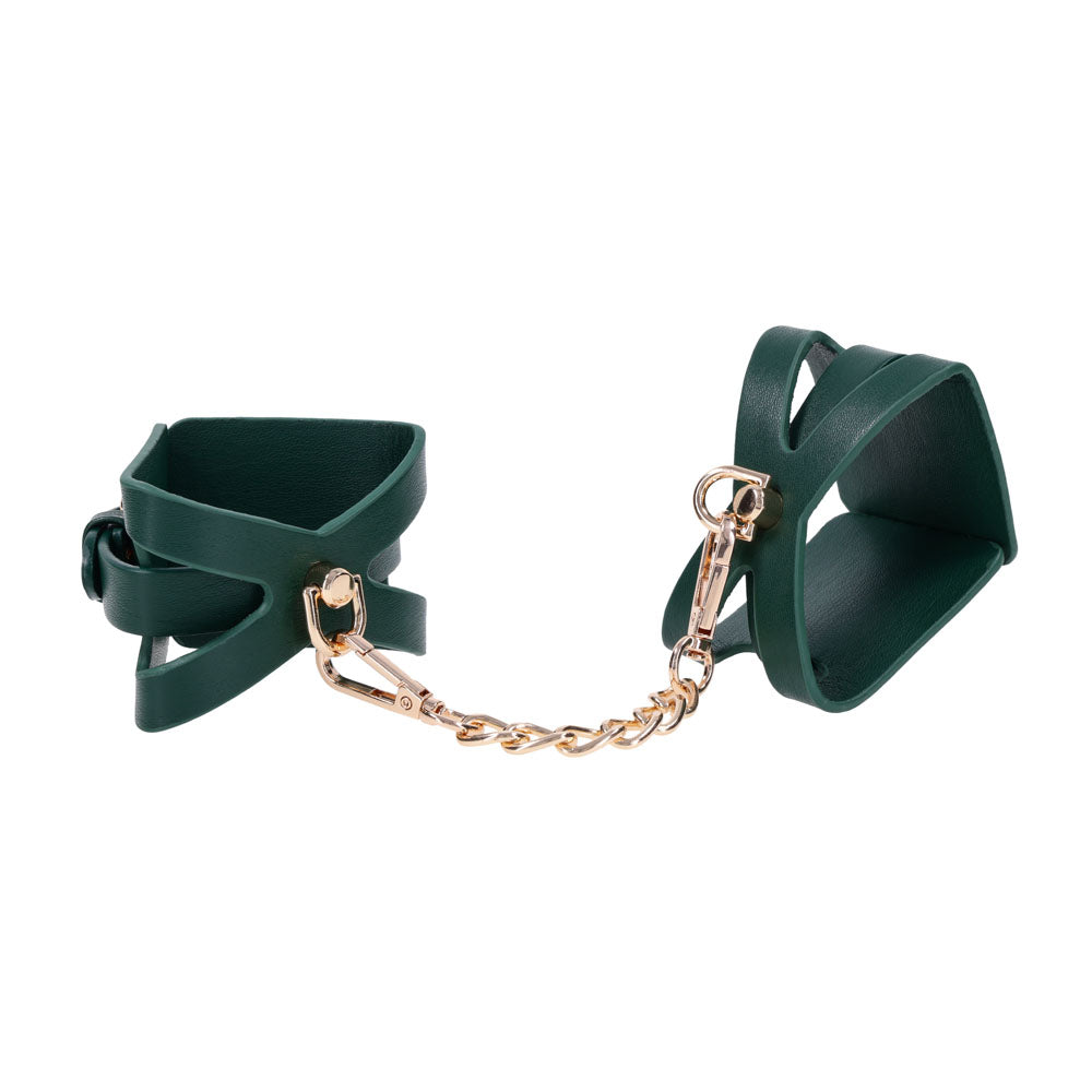 Sex & Mischief Indica Cutout Cuffs - Green/Gold Restraints