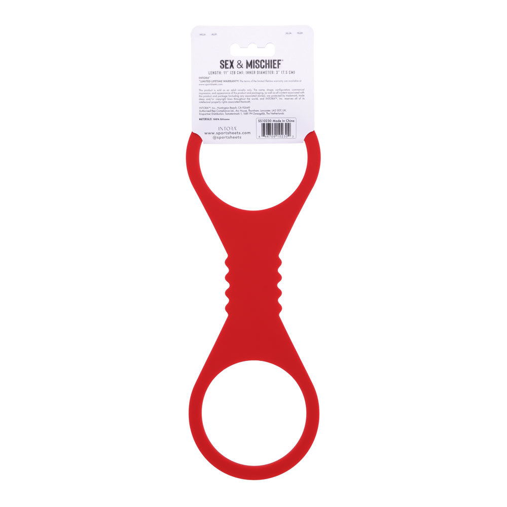 Sex & Mischief Amor Large Silicone Cuffs - Red Large Restraints