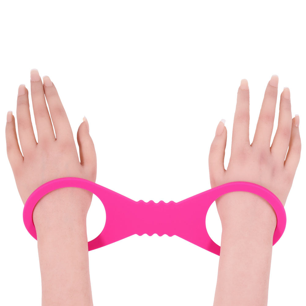 Sex & Mischief Large Hot Pink Silicone Cuffs - Hot Pink Large Restraints