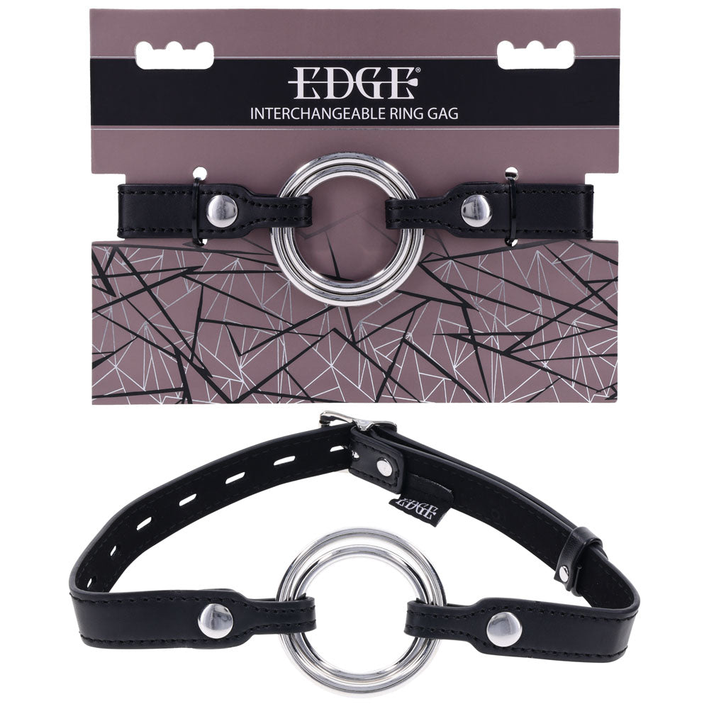EDGE Interchangeable Ring Gag - Black Mouth Gag Restraint with 2 Interchangeable Pieces