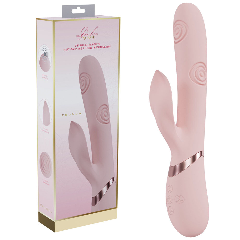 VIVE Fronda - Pink - Pink 25 cm USB Rechargeable Tapping Rabbit Vibrator